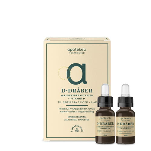 Apotekets D-dråber m. mælkesyrebakterier, 2 x 10 ml