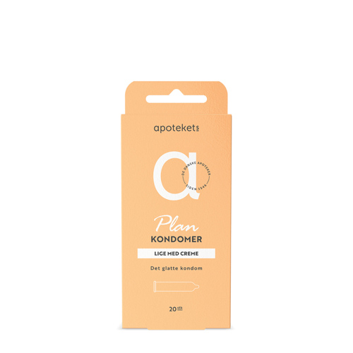 Apotekets PLAN kondomer Orange Lige med creme, 20 stk.