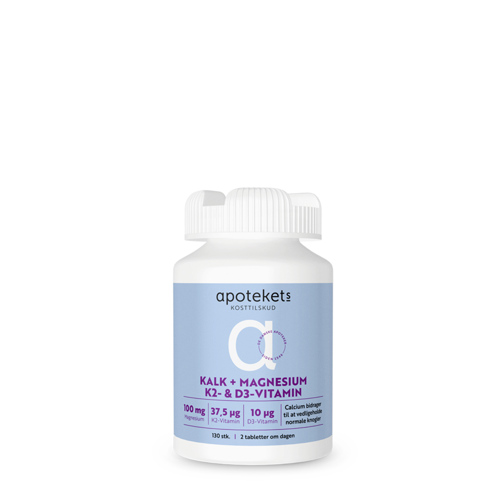 Apotekets Kalk + Magnesium, K2- & D3-vitamin, 130 stk.